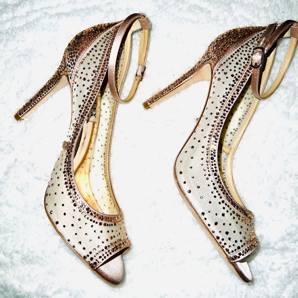 Badgley Mischka peep toe heels.